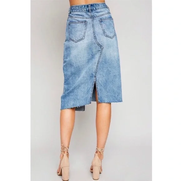 ASYMMETRICAL Denim Skirt - Picture 4 of 9